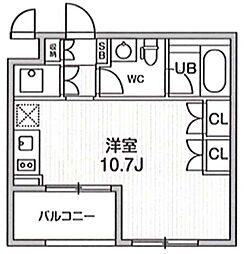 大田西馬込レジデンス 4階ワンルームの間取り