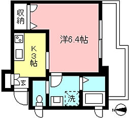 プラド永福 2階1Kの間取り