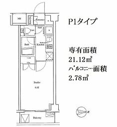 セントパレス王子 1Kの間取図画像