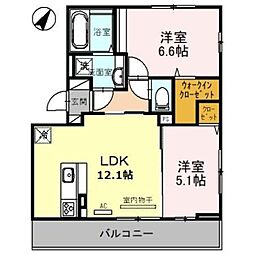 いつき　弐 2階2LDKの間取り