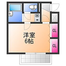 シャルマンフジ忠岡参番館 1Kの間取図画像