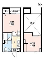 アクセル住之江 1Kの間取図画像