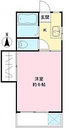 JR中央線 武蔵境駅 バス14分 野崎下車 徒歩2分の賃貸アパート 2階1Kの間取り