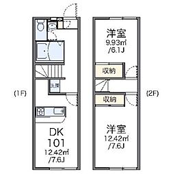 レオパレス東 2DKの間取図画像