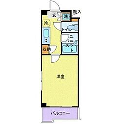 都営大江戸線 落合南長崎駅 徒歩5分の賃貸マンション 4階1Kの間取り