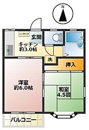 コートウイングE 2Kの間取図画像