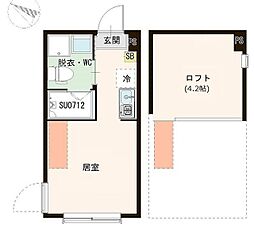 ハーモニーテラス白鷺II 1階ワンルームの間取り