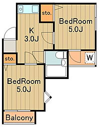 アステール1 4階2Kの間取り