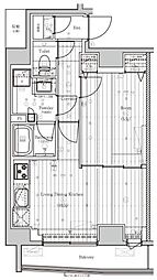 プレミアムキューブG市谷甲良町 1LDKの間取図画像