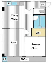 第2河田コーポ 3階2DKの間取り