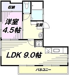 プラムハイツ 1LDKの間取図画像