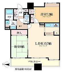 アトラスタワー北千住 12階2LDKの間取り
