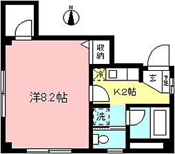 ボルベール宮西 1Kの間取図画像