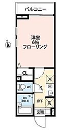 西武新宿線 下井草駅 徒歩8分の賃貸アパート 1階1Kの間取り