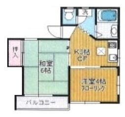クラシックス国立 1階2Kの間取り