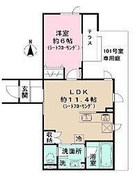 トリア・ブルナ 1LDKの間取図画像