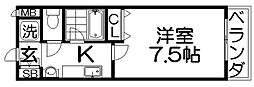 ヒルサイド-テラス 1Kの間取図画像
