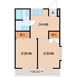 コーポホワイト 2DKの間取図画像