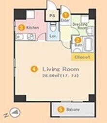 プロミエ秋葉原 9階1Kの間取り