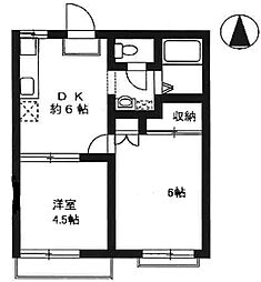 グランデュール 2DKの間取図画像