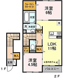 セジュール本覚寺 2LDKの間取図画像