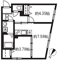 エルファーロ大塚4 3階2DKの間取り
