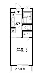 E-CASA入明 1Kの間取図画像
