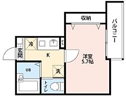 グランピア曳舟 1階1Kの間取り