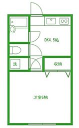 ニューウィング中目黒 1DKの間取図画像