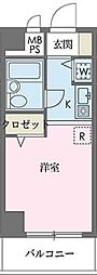 JR中央線 国分寺駅 徒歩7分の賃貸マンション 4階ワンルームの間取り