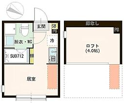 ハーモニーテラス白鷺II 1階ワンルームの間取り