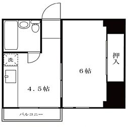 D三ノ輪 4階1DKの間取り