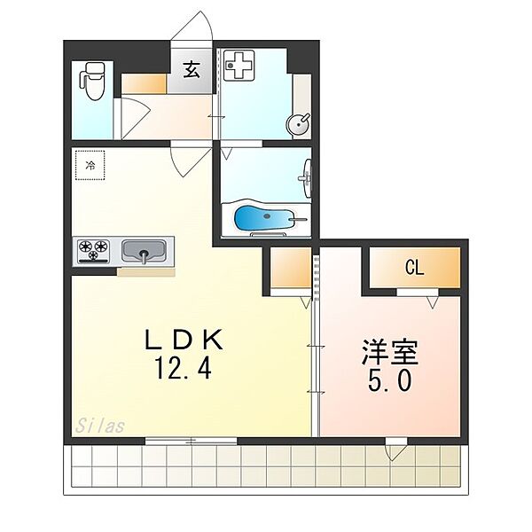 CRANES COURT（クレインズ　コート） ｜大阪府堺市堺区戎之町東４丁(賃貸アパート1LDK・1階・43.60㎡)の写真 その2