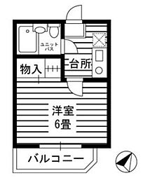 ハイツシオン 1階1Kの間取り