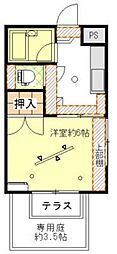 ルイ城南3 1Kの間取図画像
