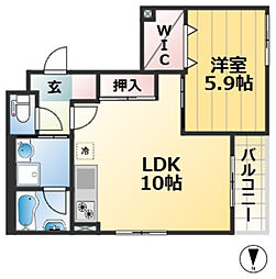 アークメゾン王子公園 2階1LDKの間取り