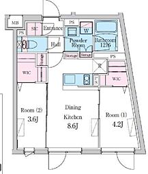 新宿区西新宿5丁目マンション 2DKの間取図画像