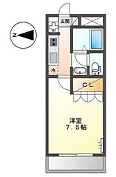ビエント・南幸 2階1Kの間取り