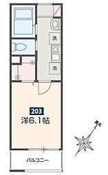 春日部市粕壁4丁目アパート 1Kの間取図画像