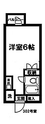 ボヌール冨士 ワンルームの間取図画像