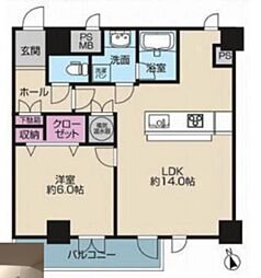 カーネ西早稲田 1LDKの間取図画像