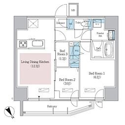 アーバネックス浅草橋Front 3LDKの間取図画像