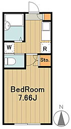 ハイムコーヤ2 2階1Kの間取り