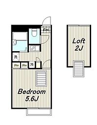レオパレス鶴園 2階1Kの間取り