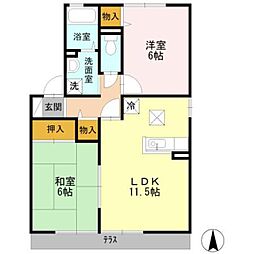 シャンポール2 2LDKの間取図画像