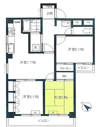 クラウンプラザ 2階3DKの間取り