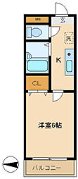 カペラ2 1Kの間取図画像