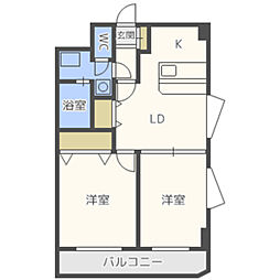 エステート.モア大橋2 2LDKの間取図画像