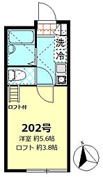 メイプルコート曳舟 2階1Kの間取り