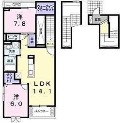 アフタヌーンベル 2LDKの間取図画像